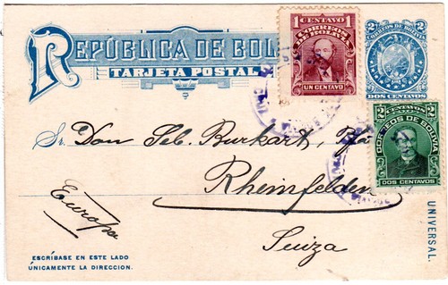 Bolivien 1907 ganzsache - 2, c.