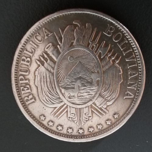 Boliviano silbermünze aus - 1-boliviano-silbermünze,