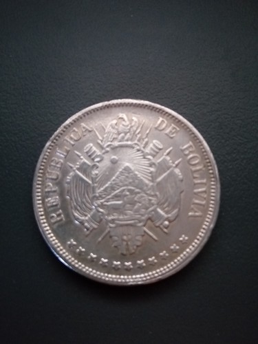 Boliviano silbermünze aus - 1-boliviano-silbermünze,